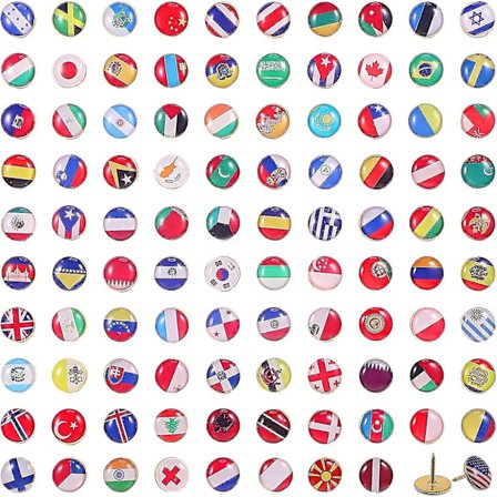 100 Stykke Kreative Push Pins National Flag Thumbtack Landkort Push Pins Til Opslagstavle, Kort, Kontor EDL
