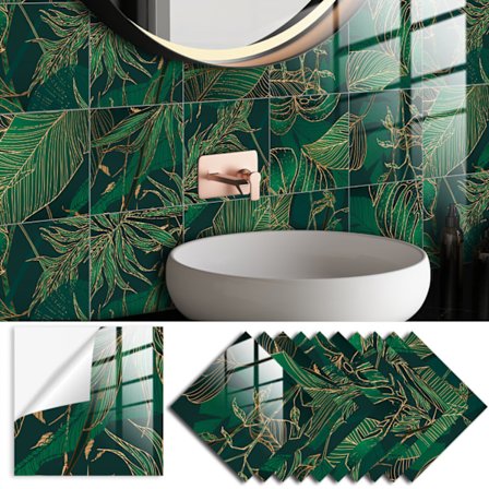 #10 ark med imitationsmarmor kakelklistermärken, 10 x 10 cm#