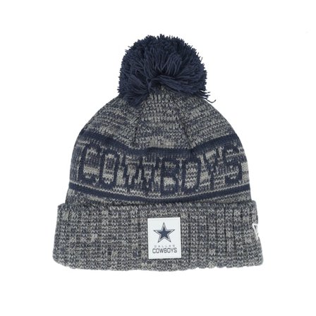 New Era - Gris pom Beanie - Dallas Cowboys NFL 25 Sideline Cold Weather Sport Knit Navy/Grey Pom @ Hatstore