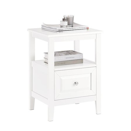 Rootz Sengebord - Sidebord med Skuffe - Natbord - Sofabord - Holdbar MDF & Fyrrekonstruktion - Gulvbeskyttere - Nem montering - 45cm x 60cm x 35cm