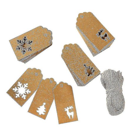 151 st jul Kraftpappersetiketter Etiketter Julgran Snöflinga Rendesign För julklappsfavorit DIY Arts Hantverk Bröllopsförsörjning med 30 meter