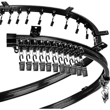 Buet loftskinne til gardiner, foldbart beslag til gardinstang, køjeseng, karnap, fleksibel lige rumdeler (sort, 2 m/6,6 ft) Kb