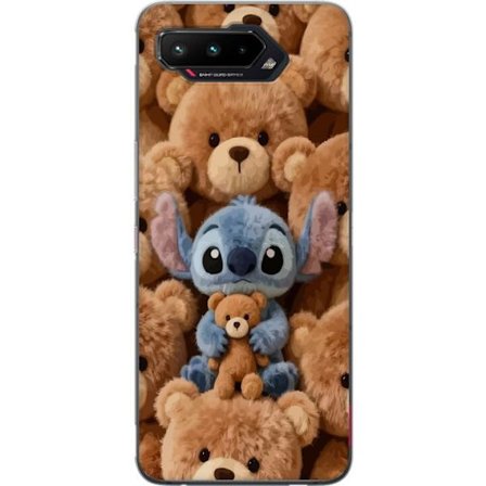 Yhteensopiva Puhelinkuori Asus ROG Phone 5 Stitch ympäröity ruskeilla teddykarhuilla, joilla on pieni nallekarhu sylissään söpössä ja kodikkaassa kawa