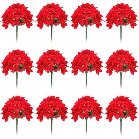 7 Hoder Kunstige Julestjerne Blomster Kunstige Julestjerne Busk Buketter Silke Julestjerne Juletre Ornamenter Julestjerne