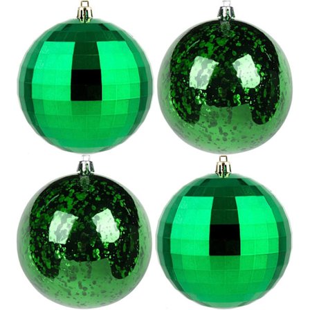 Store julekuglepynt, 4 stk. grøn kæmpe splintfri plastophæng