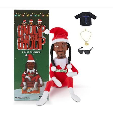 Snoop On A Stoop Julenissedukke Svart Nissedukke 11,8 Tommer Håndlaget Hip Hop Dukke Plysj Lekegaver For Hjem Hage Halloween (FMY) Dog with gift box