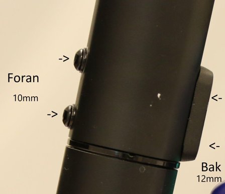 Segway Sett med skruer til Ninebot ES1/ES2/ES4, 2 stk 6x10mm + 2 stk 6x12mm, påført Loctite