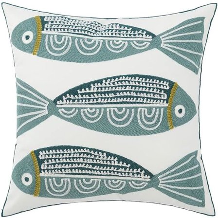 IC Broderi Bomulls Dekorativt Trekk Søtt Dyremønster Trekk for Setteplass (Fisk, 18"x18")