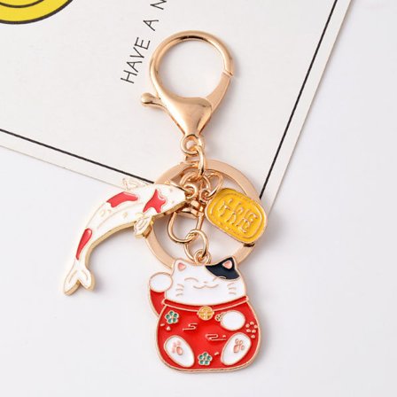 Fortune Cat Nyckelringar Koi Fish Hänge Nyckelring Lovely Key Rin