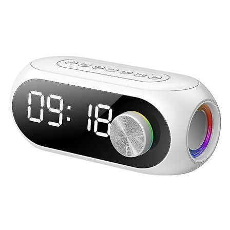Vekkerklokkeradio for soverom med fargerike nattlys, hvit