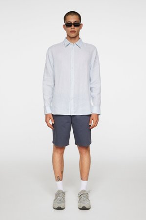 J.Lindeberg - Reg LS Linen Melange Shirt - Blue - Man - XL