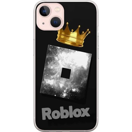 Kompatibel Mobilcover til Apple Apple iPhone 13 mini Minimalistisk sort og sølvfarvet Roblox-symbol med gylden krone og luksuriøs gamer-æstetik på