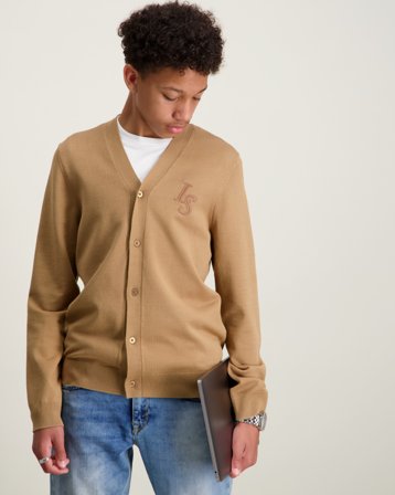 Lyle & Scott L&S Monogram Button Through Cardigan Beige Tröjor Kille - Kids Brand Store
