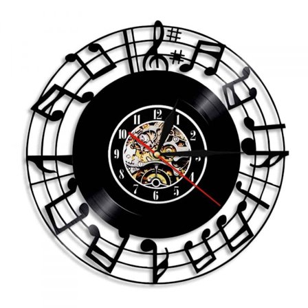 Musiikki Vinyylilevy Seinäkello -Note Disc CD Vinyylilevyt Seinäkello - Vinyyli Kello - Olohuoneen Seinäkoriste - Ainutlaatuiset Lahjat Musiikin 