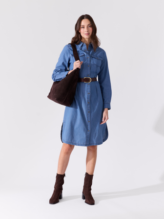 MATCH - Rylee kjole - Va Vite - Str. 46 - Dame - Kjoler & Skjørt - Blå - 100% bomull