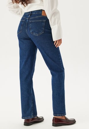 Pieces Pckelly Mw Straight Jeans Dark Blue Denim Klær