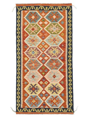99X195 Koberec Orientální Kelim Afghán Old Style Hnědá/Tmavě Červená (Vlna, Afghánistán)