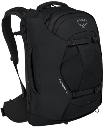 Osprey Farpoint 40 matkailurinkka, musta - Vaellusreput