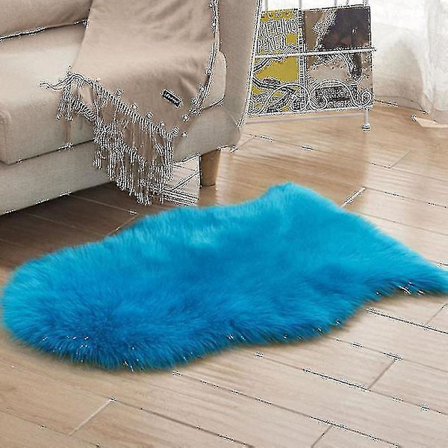Blødt fåreskindslignende fluffy imiteret pels tæppe hjem gulvmåtte lille tæppe Nc