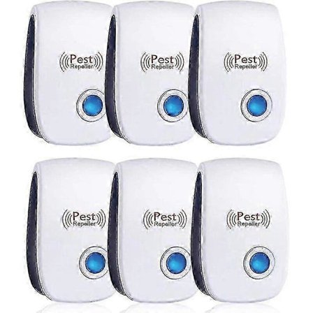 Ultralydsskræmmer, Ultralyd Mus Pakke Med 6, Ultralyd Mus Og Rotte Effektiv Mod Mus, Rotter, Fluer, Myg, Skadedyr, Edderkopper, Kakerlakker