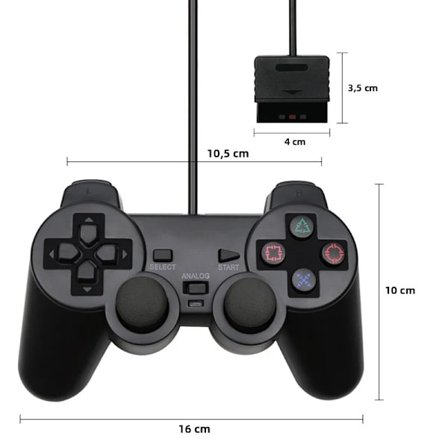 Langallinen peliohjain PS2 P2 Dualshock -ohjaimelle Joypad joystickillä, yhteensopiva PS 2/P 2 -konsolin kanssa AICSRAD