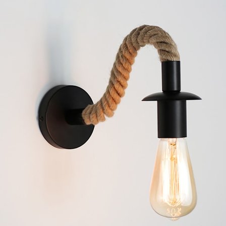 Hamp vegglampe gammel trevegglampe E27 innendørs loft utendørs, ZQKLA