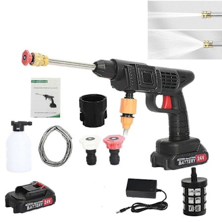 2 Batteri Bærbar Trådløs Bil Høytrykksspyler Jet Vann Vask Rengjøringspistol