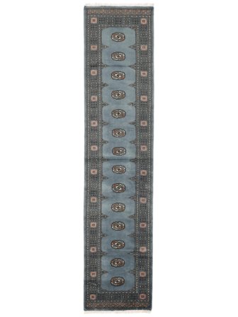 Pakistan Bokhara 2Ply 79X344 Hallmatta Svart/Mörkgrå Ull, Pakistan