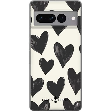 Kompatibel Mobilcover til Google Google Pixel 7 Pro Cactus and Friends - Bold Black Love Pattern