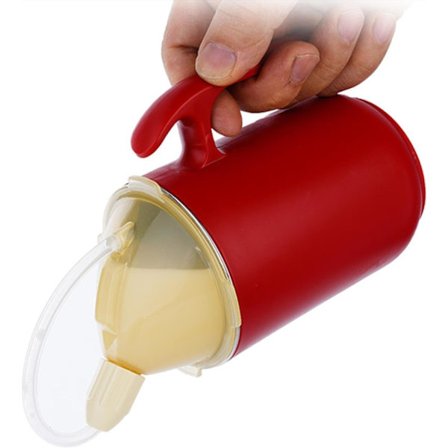 Vannkopp for eldre med sugerør, sikker sølesikker silikonkopp for voksne, med to håndtak, sugerør og lokk (rød)