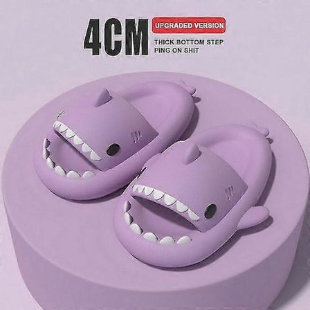 2022 Haj-Slippers Skridsikre Badeslippers Bløde Sommersandaler Til Mænd Kvinder Lilla 38-39 Lilla