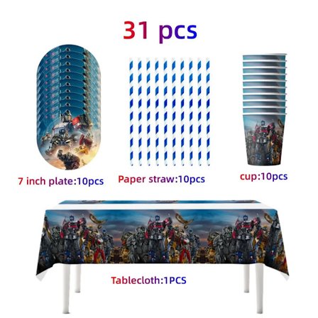 Transformers Bursdagsdekorasjon Engangsservise Sett Ballong Duk Plate Baby Shower Super Robot Gave Festutstyr