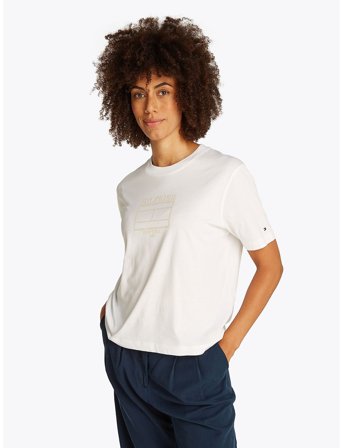 Tommy Hilfiger Mdrn Outline Flag C-Nk Tee - White - XXS