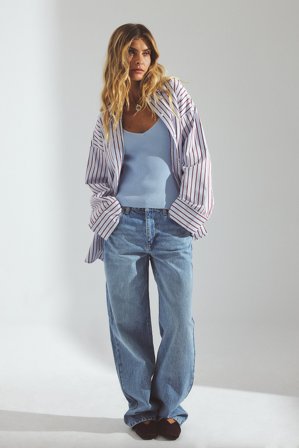 NA-KD Mid Waist Straight Jeans - Mid waist jeans - Blå - EU 36