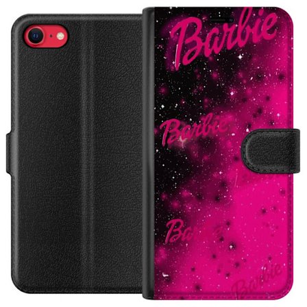 Yhteensopiva Lompakkokotelo Apple iPhone SE (2022) Barbie vaaleanpunainen galaksi vaaleanpunainen ja musta tähtitaivas, jossa useita Barbie-tekstejä t
