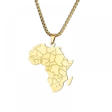 Rustfrit stål halskæde smykker, Afrika kort vedhæng