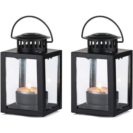 Lanterner til stearinlys, havelanterner, 2 stk. hængende små tealys