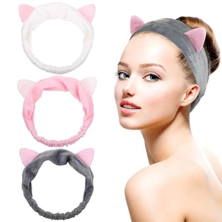 Makeup Pannband, Cat Ear Hårsnören, Spa Kosmetiska Huvudinpackningar, 3 Pack
