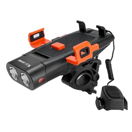 Mobiltelefonhållare för cykel med lampa, framlampa för mountainbike, golvladdning, powerbank, enhandsgrepp, mobiltelefonlampa