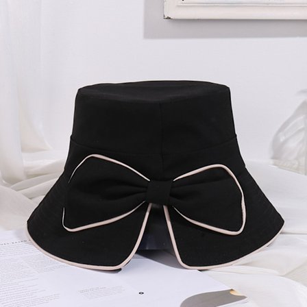 Båge delad solskydd fiskare hatt kvinnlig utomhus solskydd bassäng hatt läder----svart