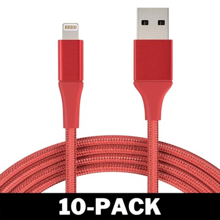 1M Kabel iPhone Laddare Nylon Quick Charge Röd