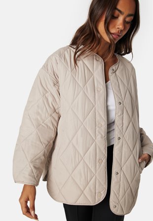 Pieces Pcstella Quilted Jacket Silver Grey Klær