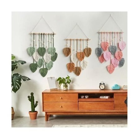 Lehti Makramee Seinävaate Boho Huoneen Kodin Sisustus Kudottu Seinävaate Esteettinen Kodin Huoneen Häiden Koristelu Pinkki