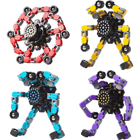 Transformerbare Fidget Spinners 4 stk til børn og voksne Stresslindring Sensorisk legetøj til drenge og piger Fingerspidsgyroer til ADHD Autisme