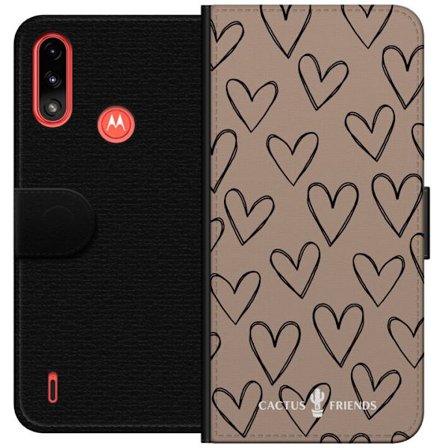 Yhteensopiva Lompakkokotelo Motorola Motorola Moto E7 Power Cactus and Friends - Earthy Sketch Hearts