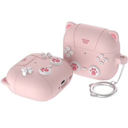 SKALO AirPods 4 Cute Cat Controller Cover - Pink