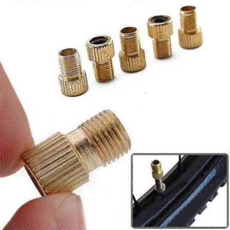 5 stk. Sykkelventiladapter Dv, sv (Dunlop, Fransk ventil) til Av (Bilventil) med Rin Sykkeltilbehør Sykkelventil db