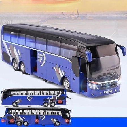 1/32 Setra Lyxig Buss Leksaksbil Diecast Miniatyrmodell Pull Back Ljud & Ljus Pedagogisk Samling Present Till Pojke Barn