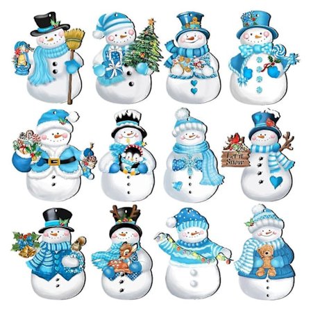 24 stk./sæt Snemand Snefnug Udskæringer Køleskabsmagnet Jul Vinter Væg Vindue Tavle Opslagstavle Køleskabsmagnet Hjemmekontor Køkkendekoration
