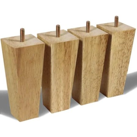 4 Træben Møbelfødder Sokkelfødder Sofaben M8 Skruer og Bolte (15cm)